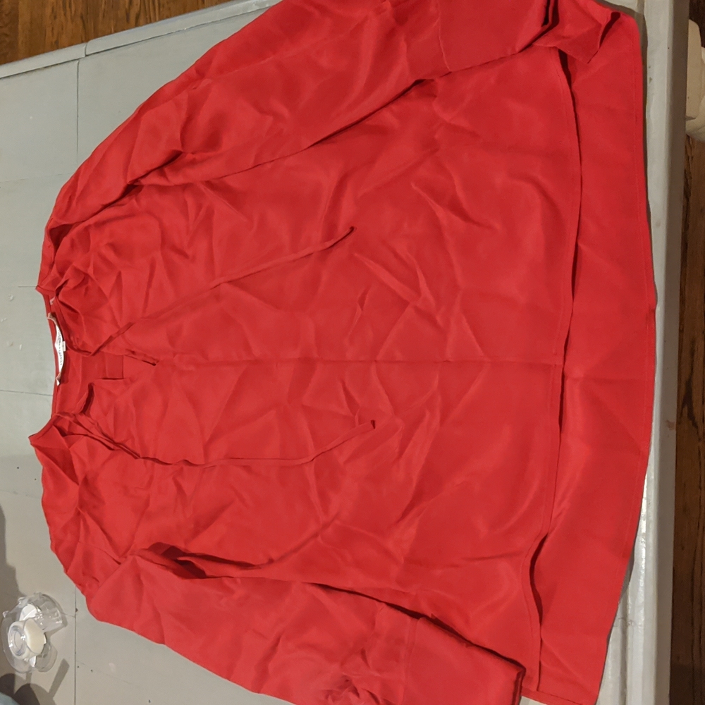 Diane Von Furstenberg 100% Silk Red Blouse